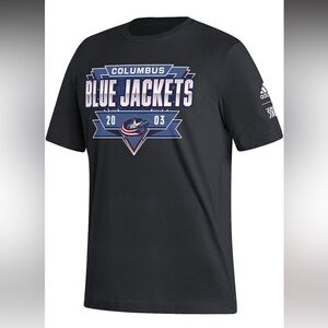 ADIDAS COLUMBUS BLUE JACKETS BLACK 2022 REVERSE RETRO FRESH SHORT SLEEVE T SHIRT